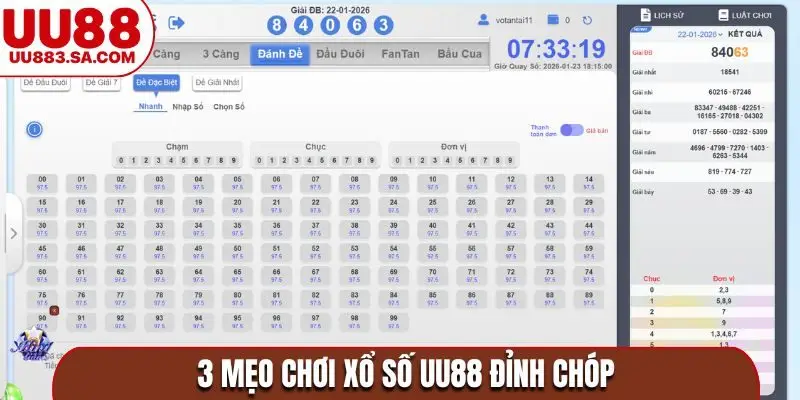 3 mẹo chơi xổ số UU88 đỉnh chóp