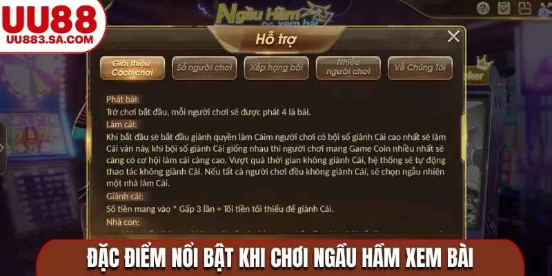 Đặc điểm nổi bật khi chơi ngầu hầm xem bài