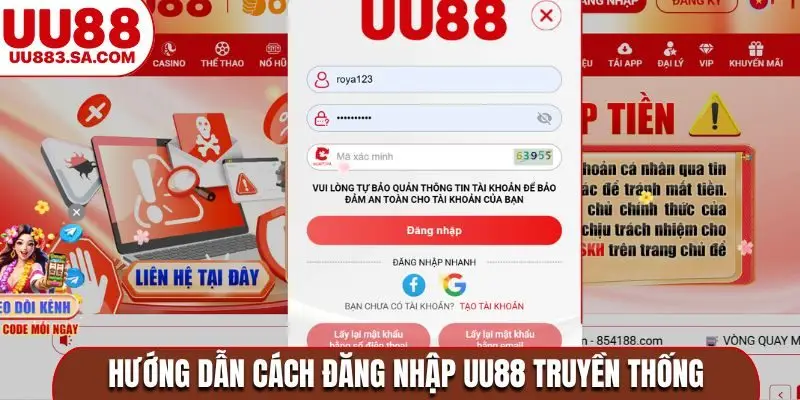 Hướng dẫn cách đăng nhập UU88 truyền thống